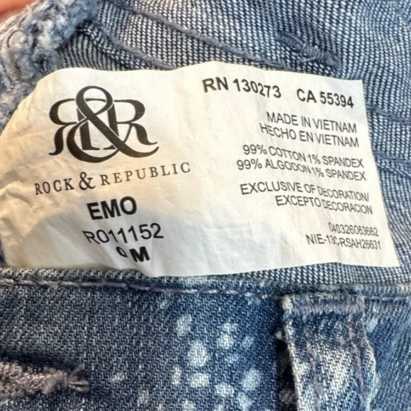 Rock & Republic Speckled Women’s Blue Jeans Size 0 - Picture 5 of 7